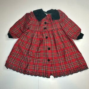 Good Lad Girls Holiday Dress 2T Christmas Red Plaid Long Sleeve VTG Toddler
